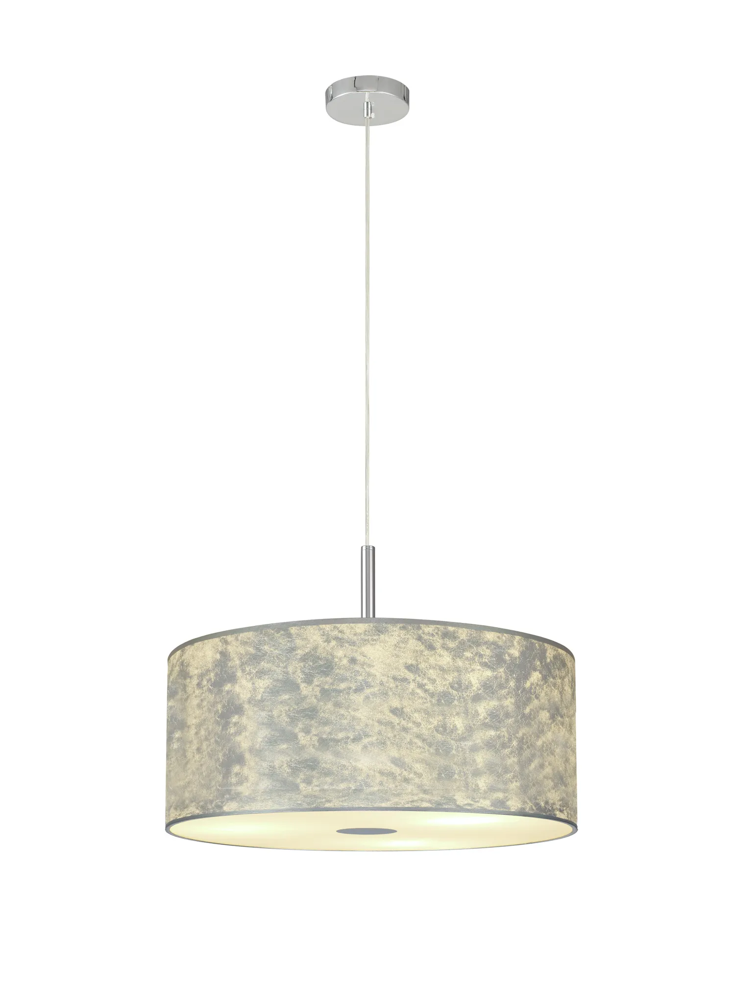 Baymont 50cm 5 Light Pendant Polished Chrome, Silver Leaf, Frosted Diffuser DK0820  Deco Baymont CH SL